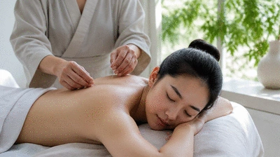 User receiving acupuncture treatment
